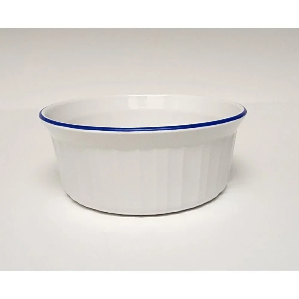 BIA Blanc De Table/Corningware Vintage Casserole Dish W/ Cobalt Blue Trim 9PCS